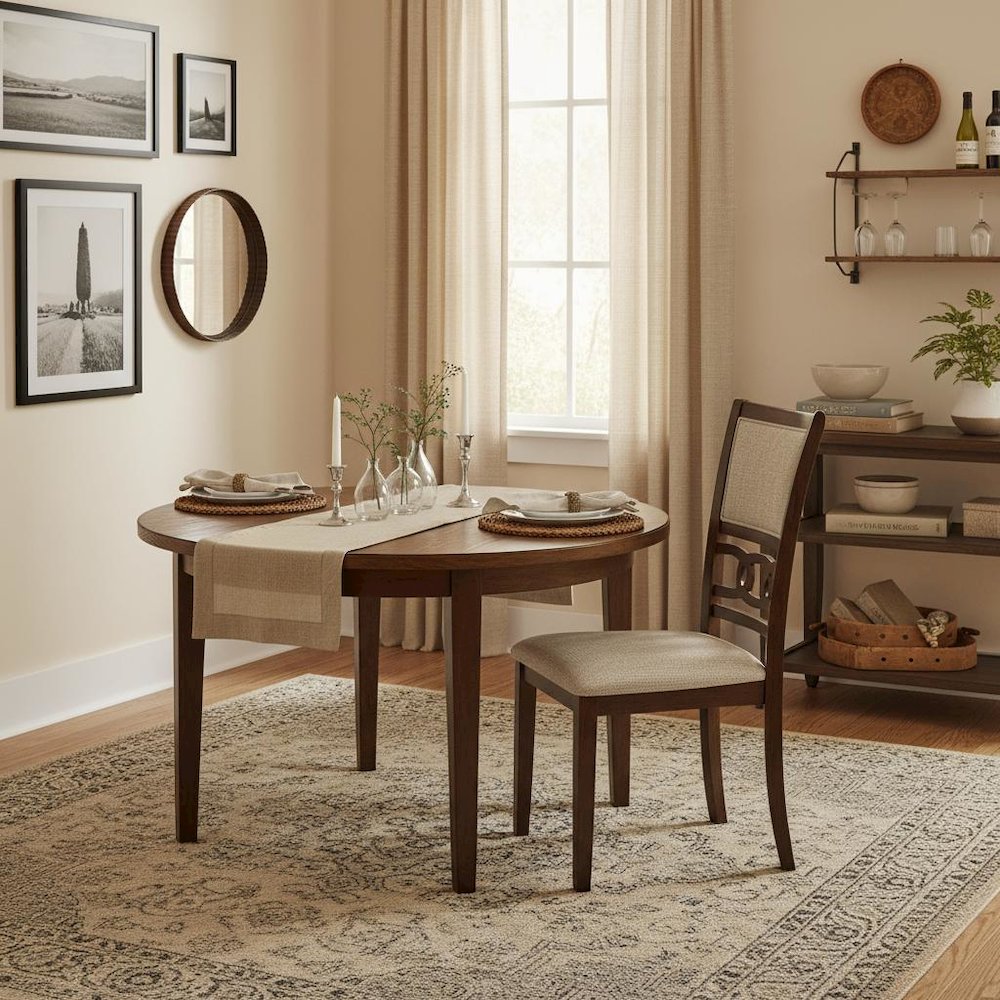 Solid Wood Dining Chairs Set of 2 Cherry Brown