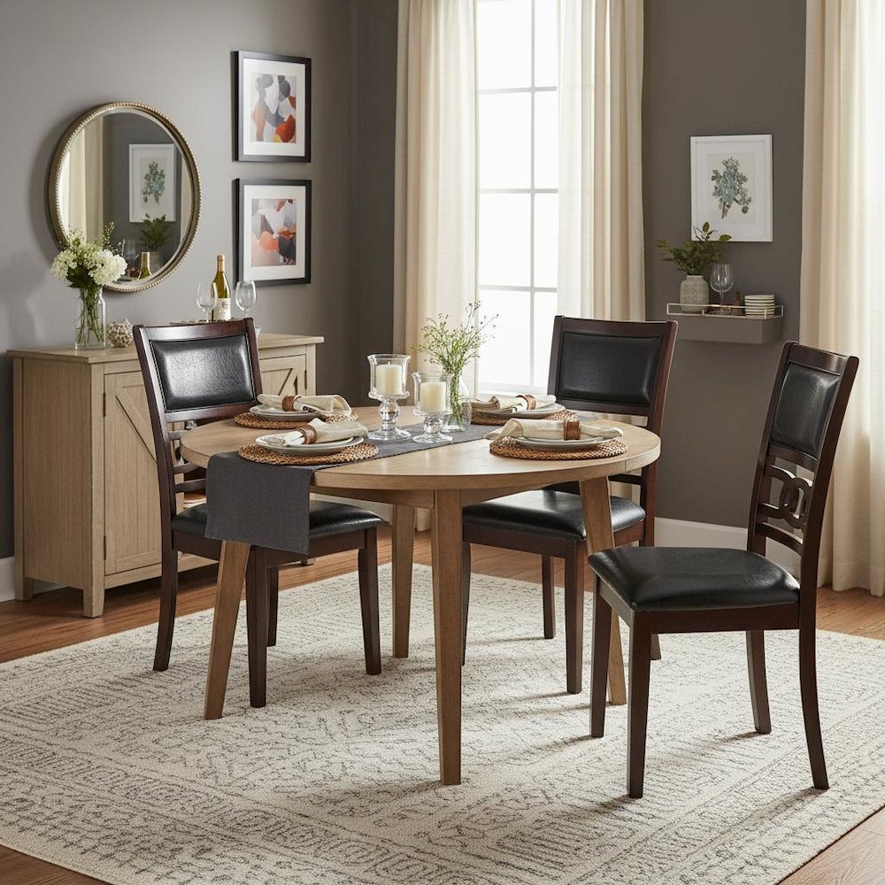 Solid Wood Dining Chairs Set of 2 Contemporary Ebony Black