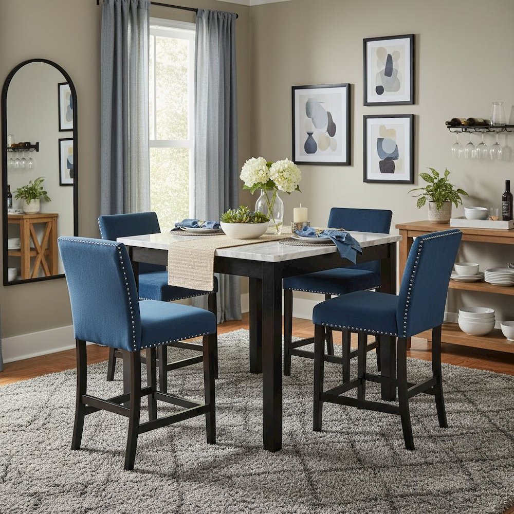 5-Piece Faux Marble Counter, Set of 4 Chairs