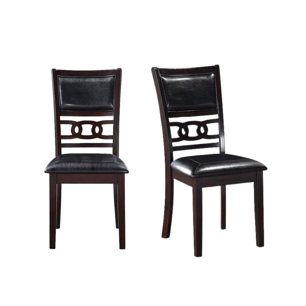 Dark Brown Solid Wood Dining Table with 4 Chairs, 47" Round Table with Storage