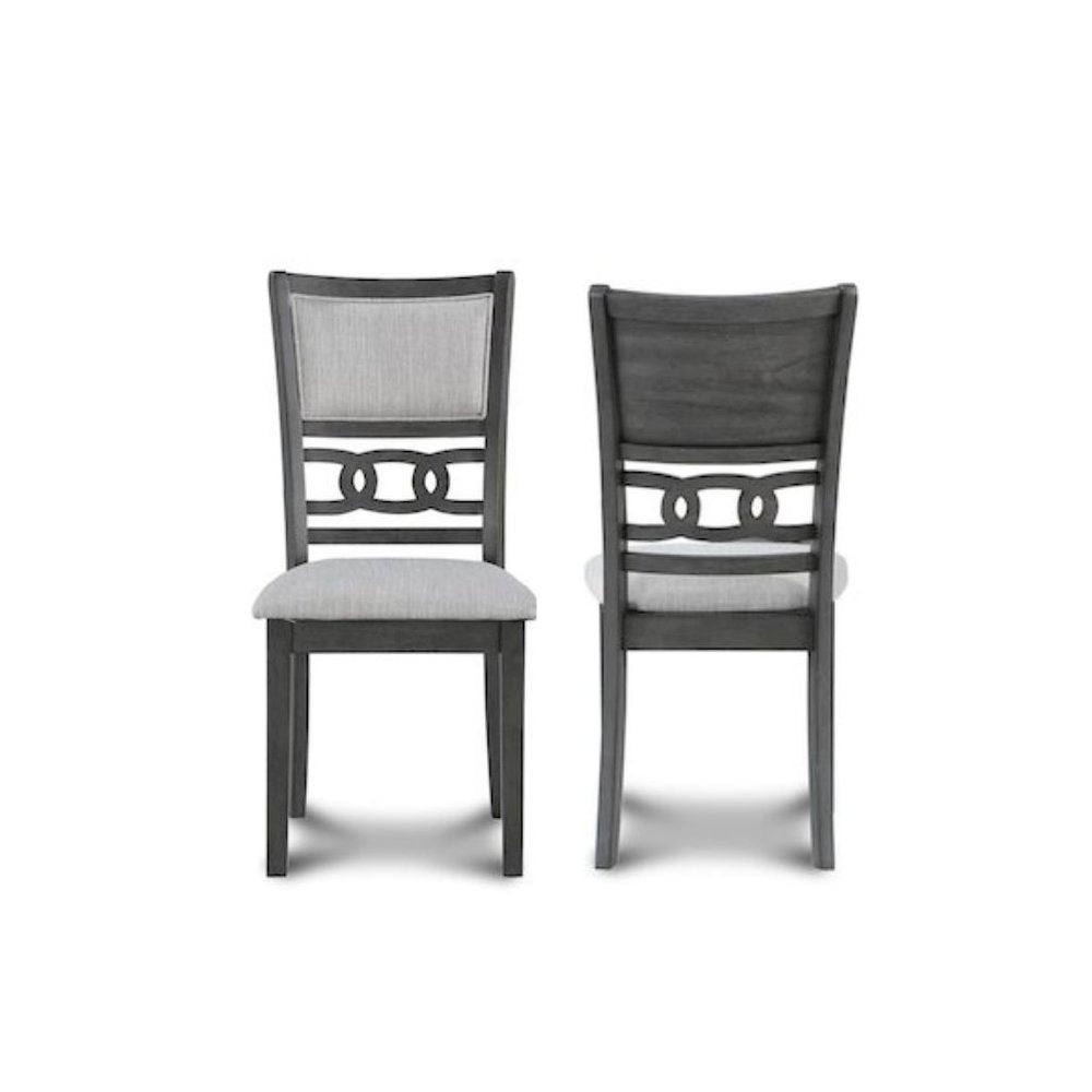 Gray Solid Wood Dining Table with 4 Chairs, 47" Round Table with Storage
