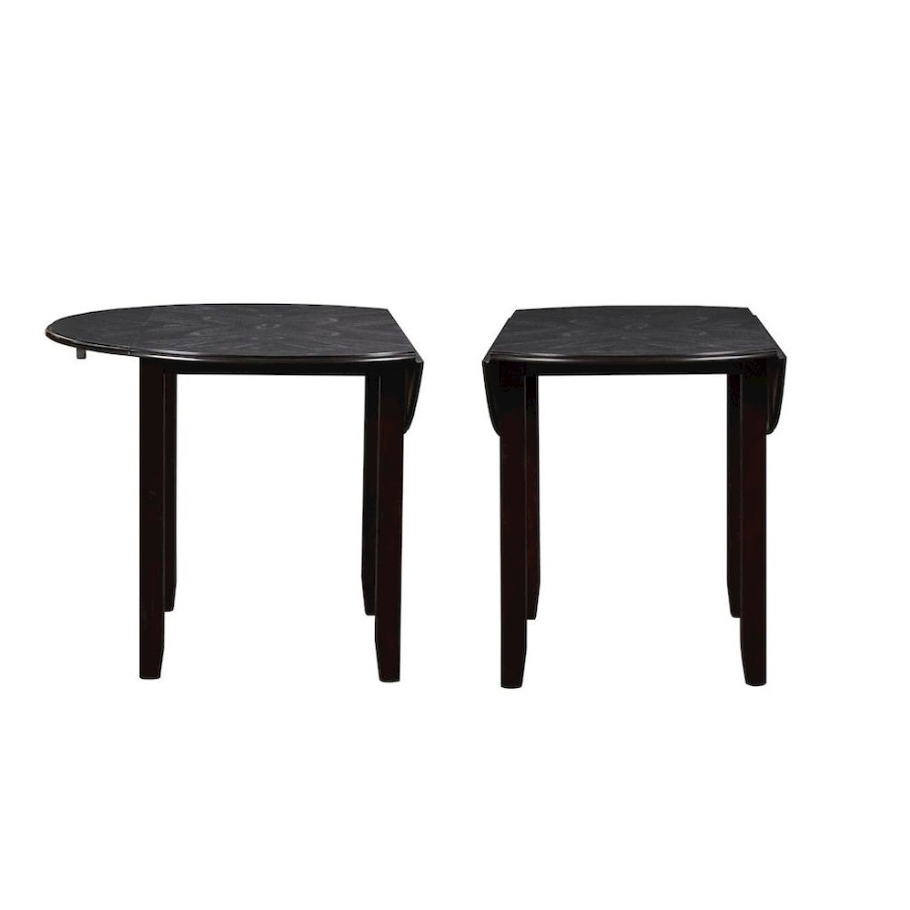 Brown Drop Leaf Table and Chairs Set, Compact Round Dining Table with 2 Chairs