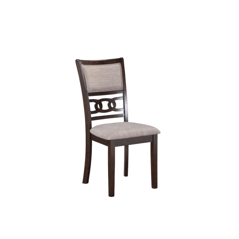 Wood Dining Chair Set of 4 Cherry Brown Fabric