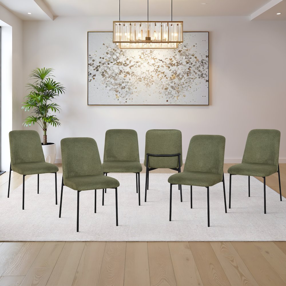 New Classic Furniture Erik Fabric Upholstered Dining Chair in Green (Set of 6)