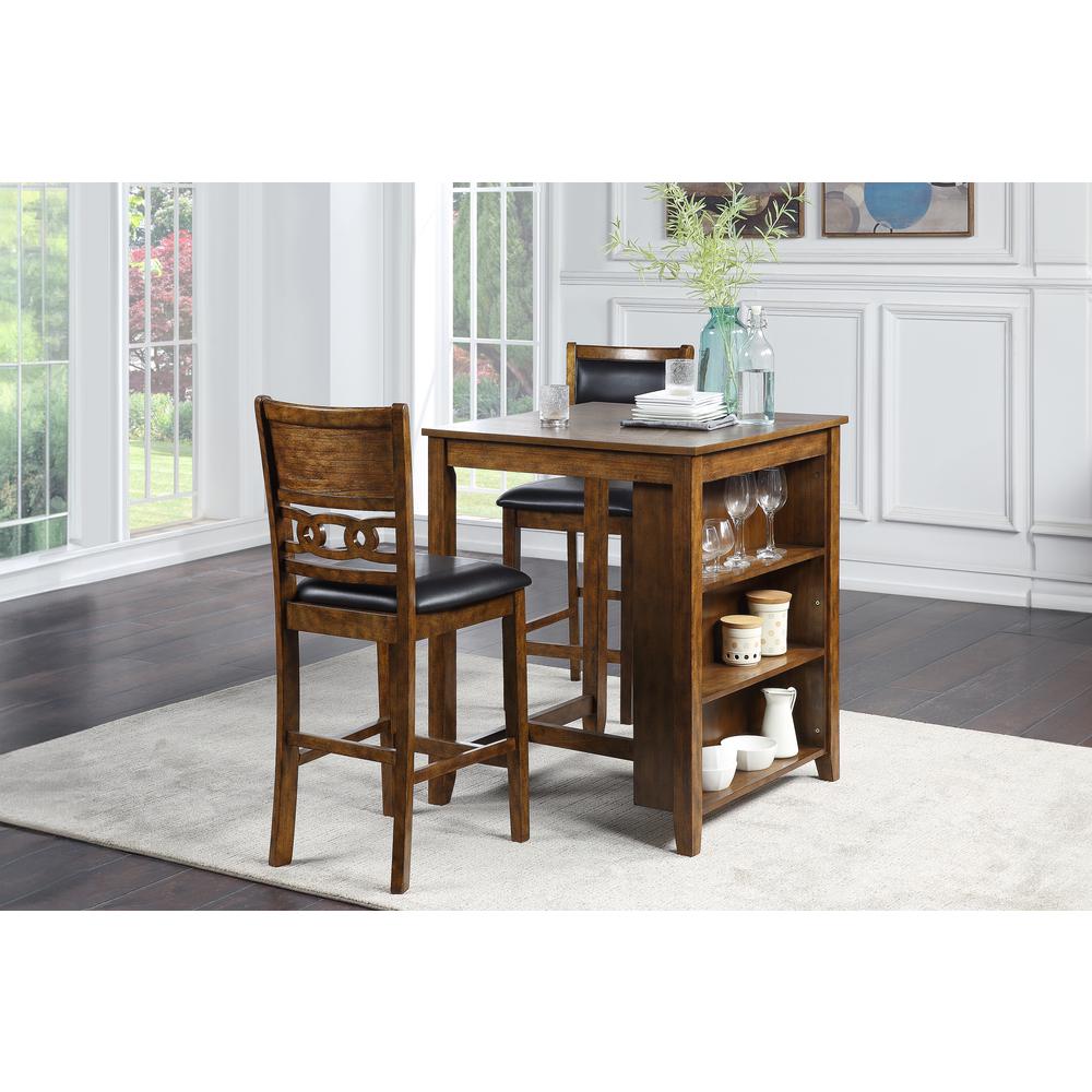 Furniture Gia Solid Wood Counter Table 2 Chairs in Brown