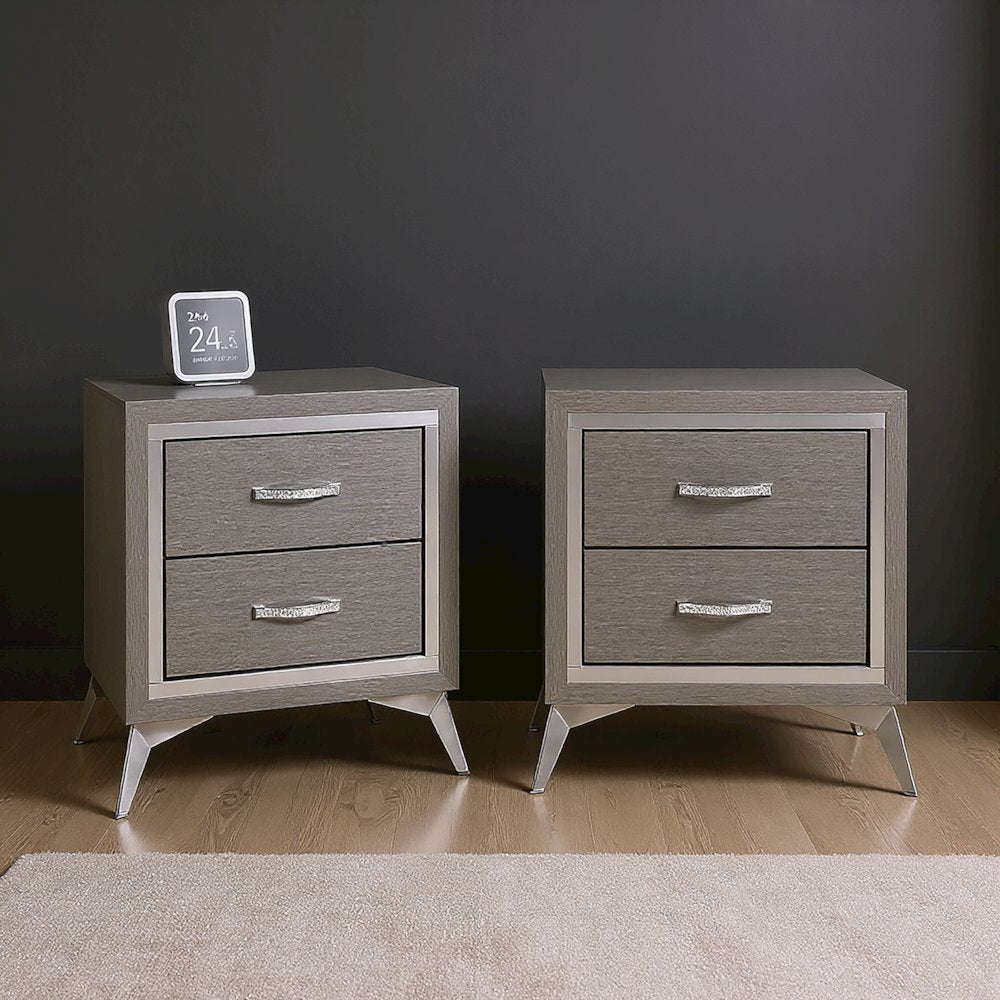 Huxley Wood Nightstand in Gray (Set of 2)