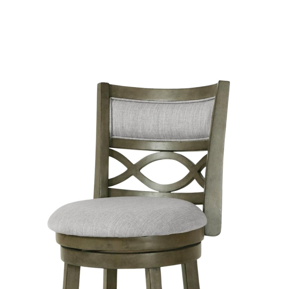 24-Inch Solid Wood Counter Stool 360 Swivel Fabric Seat Ant Gray