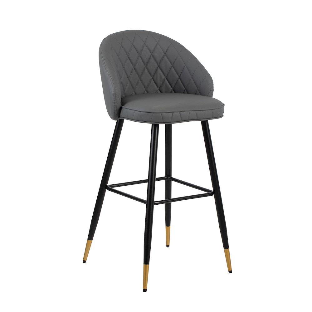Oliver Vegan Leather Bar Chair in Gray (Set of 2)