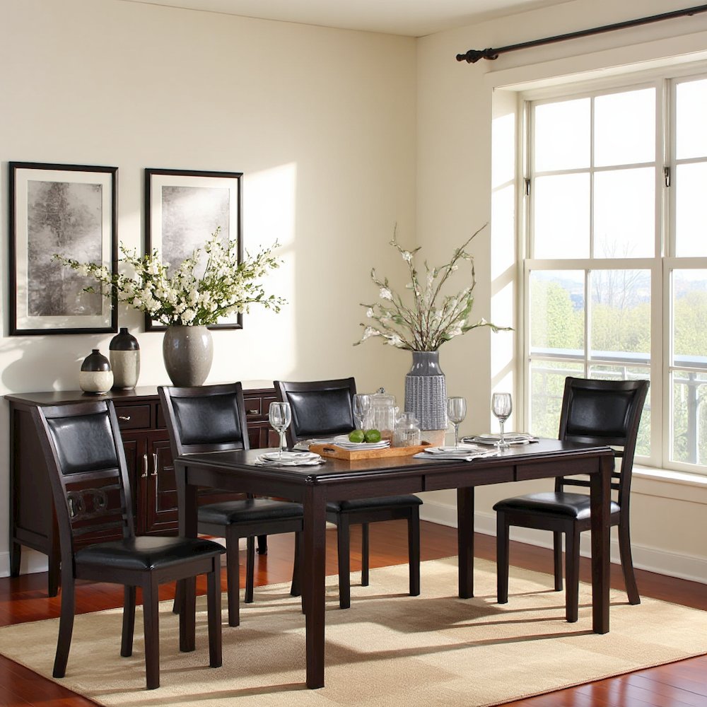 Brown Rectangular Dining Table Set for 4, Kitchen Table Chairs Set of 4