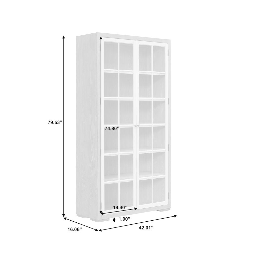 Contemporary 5-Shelf Glass Door Bookcase