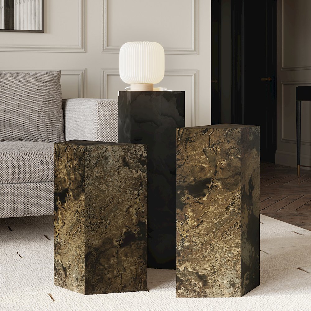 Compostela and San Juan Slate Pedestal - Set of 3