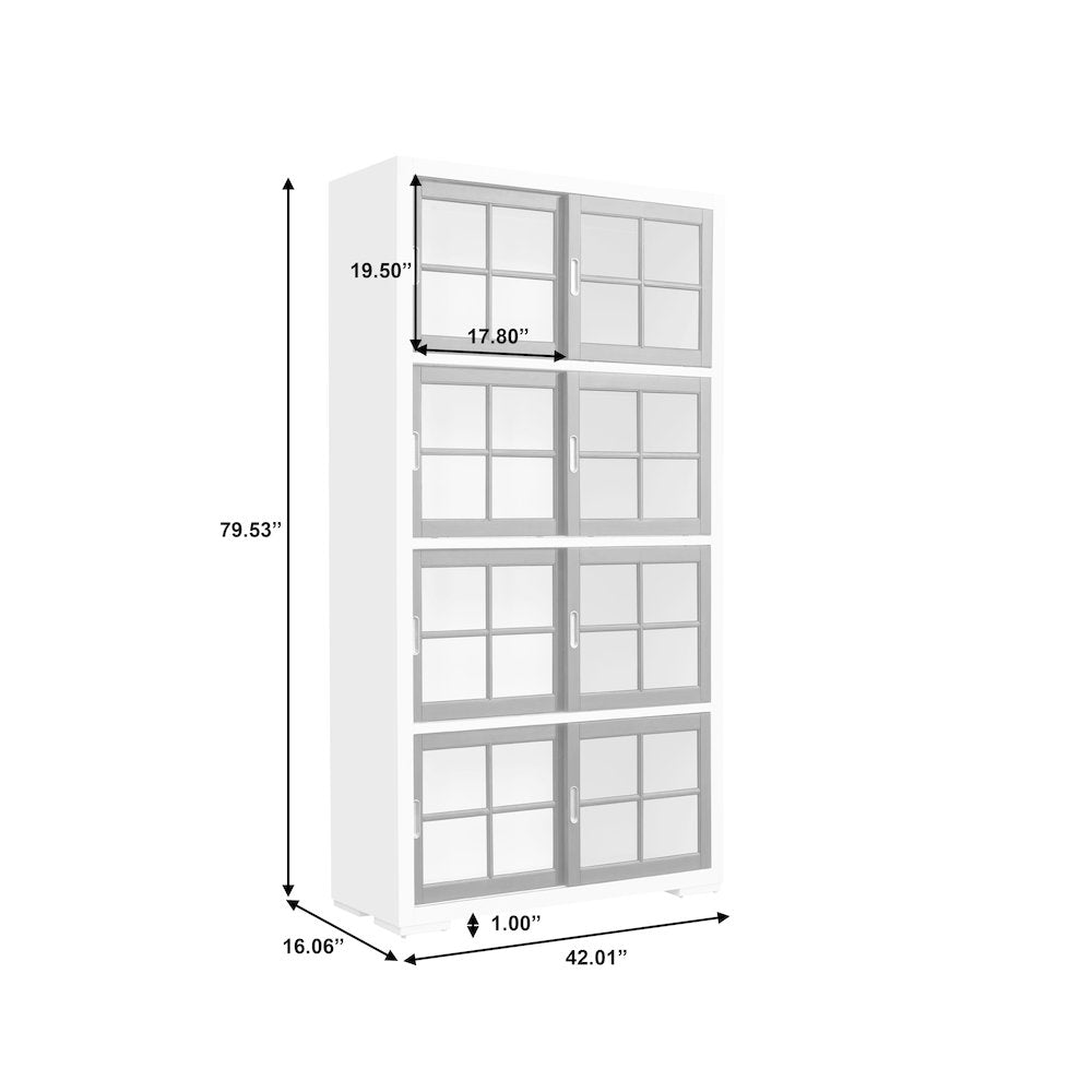 Contemporary 4-Shelf Sliding Door Bookcase