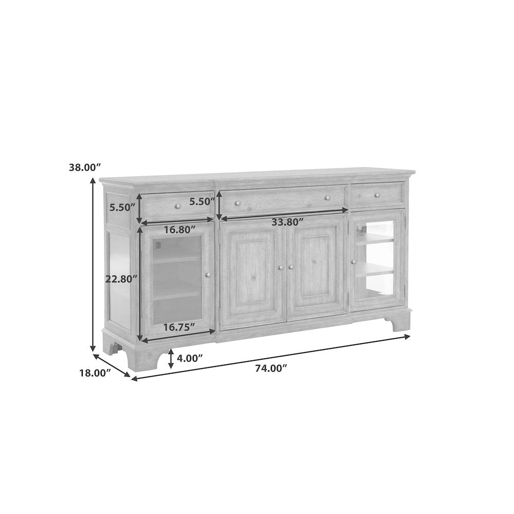 Revival Row 3-Drawer Buffet with Cabinet Doors