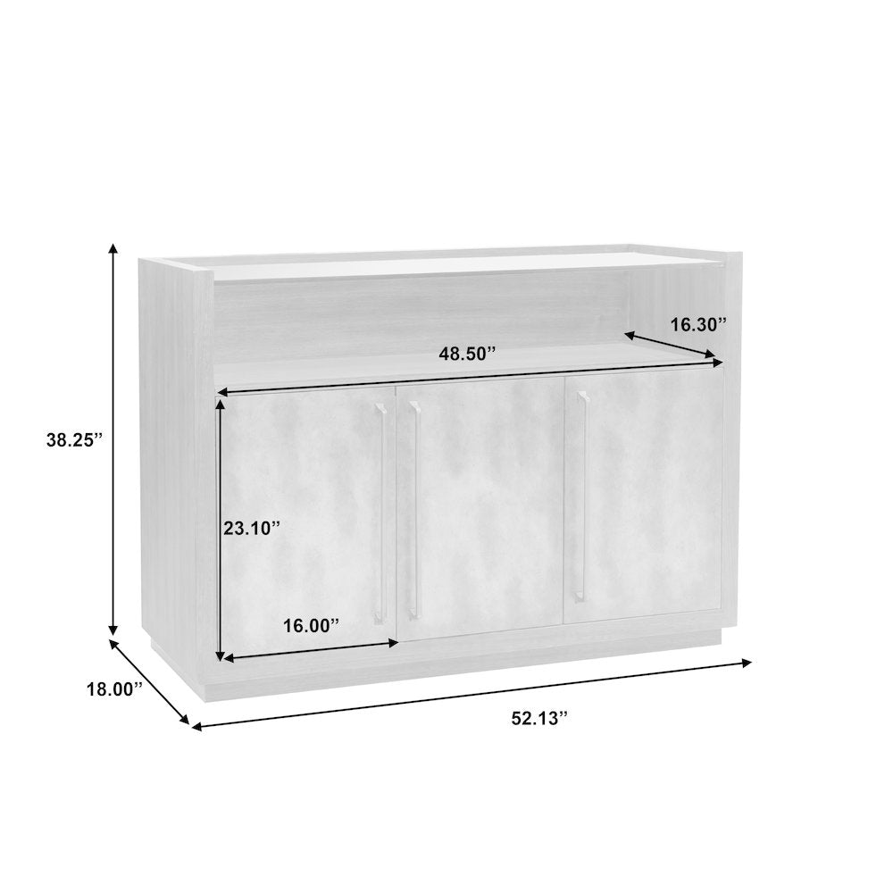 3 Door Bar Cabinet with Glass Shelves