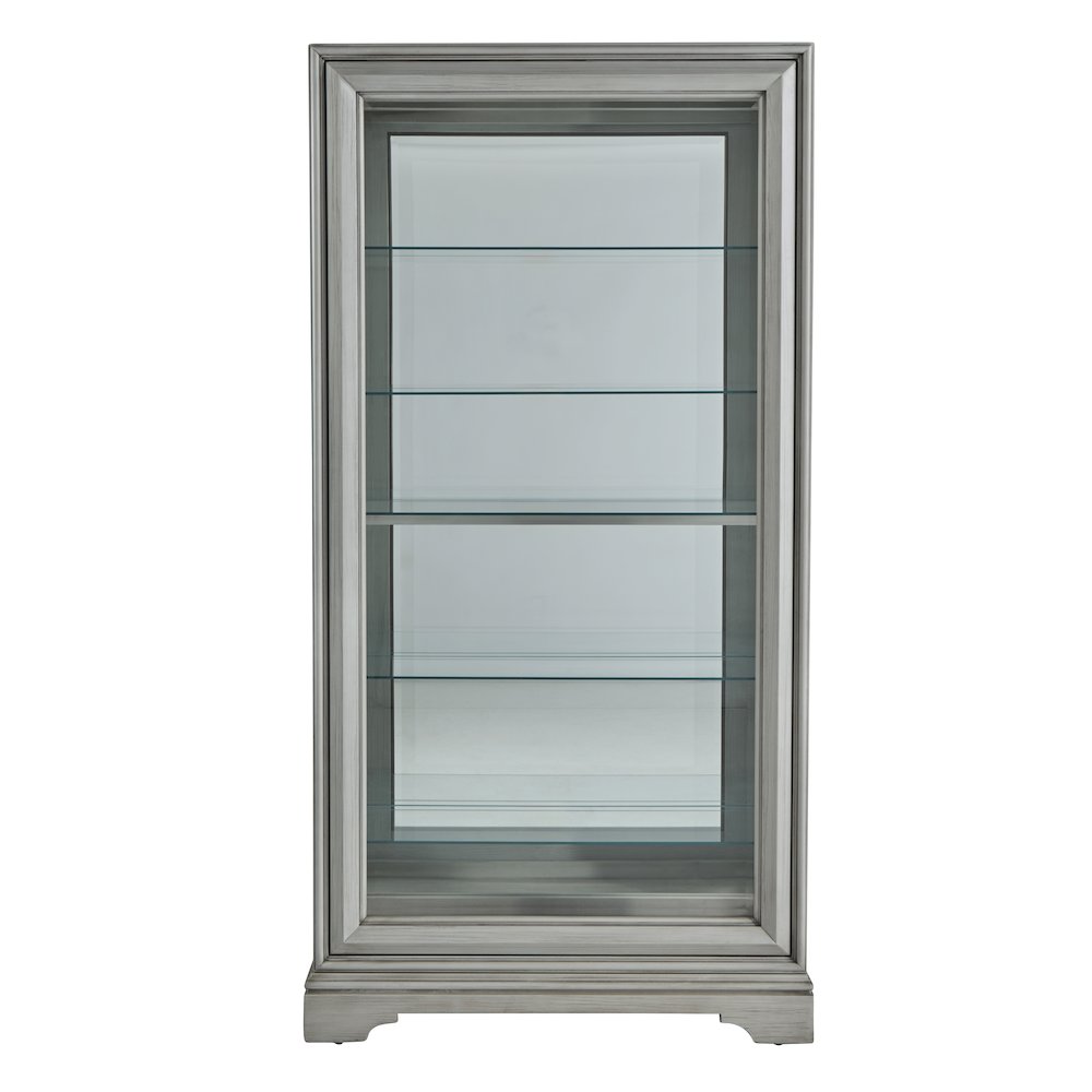 Traditional Sliding Door Curio, Gray Finish