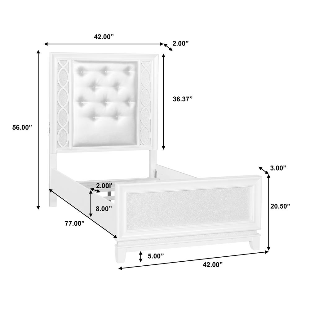 Starlight Twin Upholstered Panel Youth Bed with LED Lights