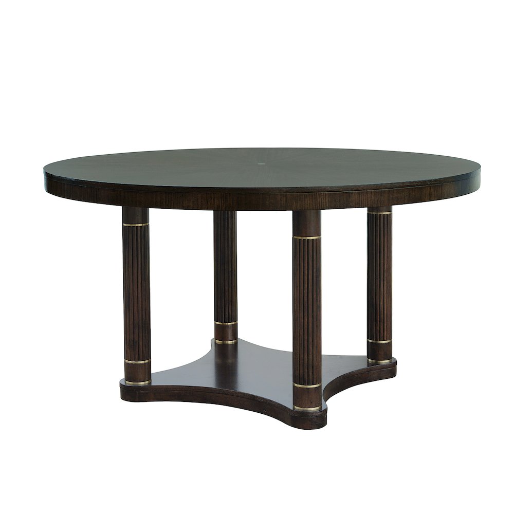 Asher Park Round Dining Table, Piano Brown Finish