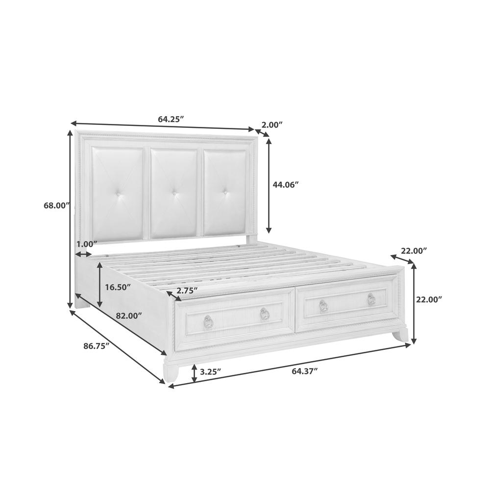 Orleans Queen Upholstered Storage Bed with LED Lights