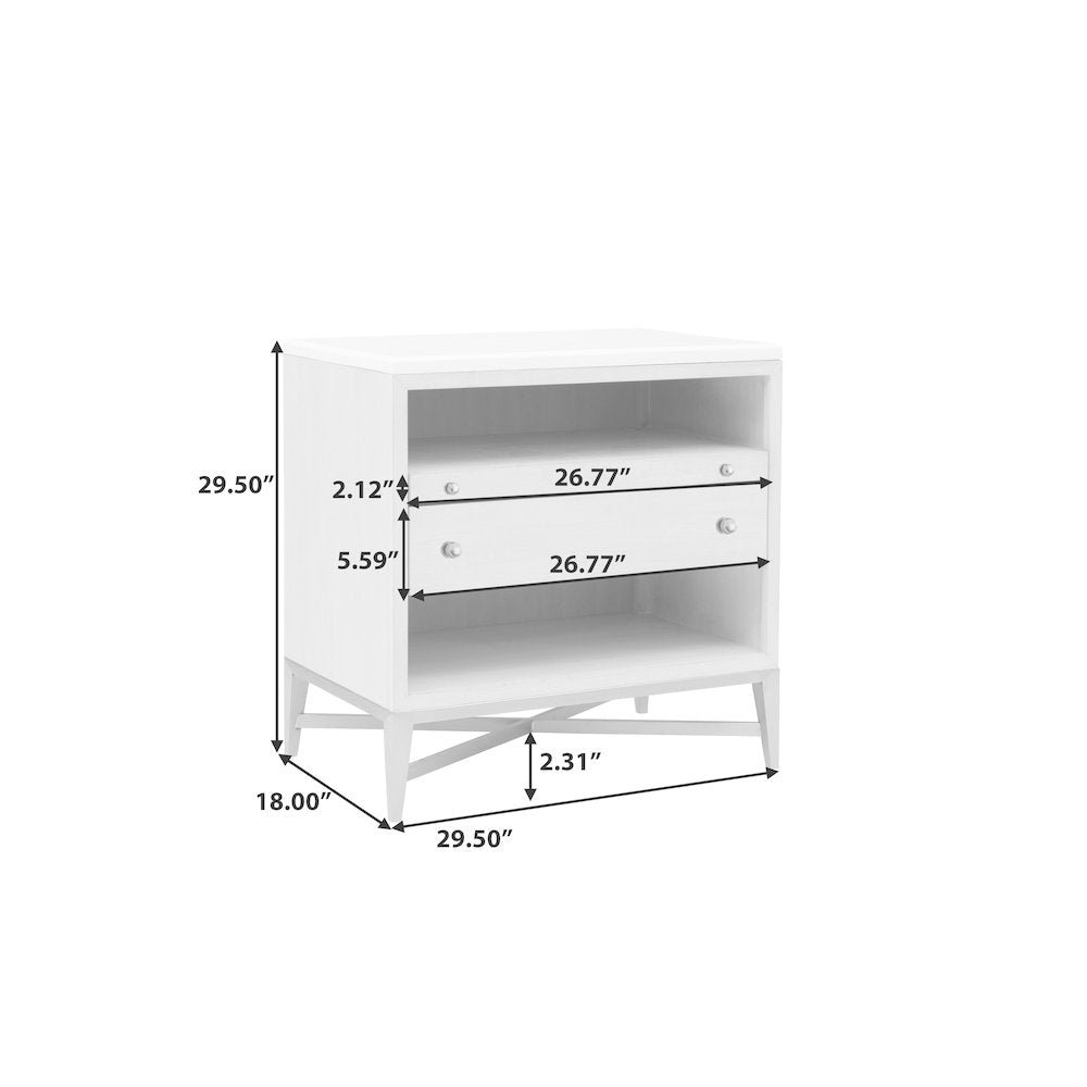 Ashby Place Accent Nightstand with Center Drawers and USB-C Port