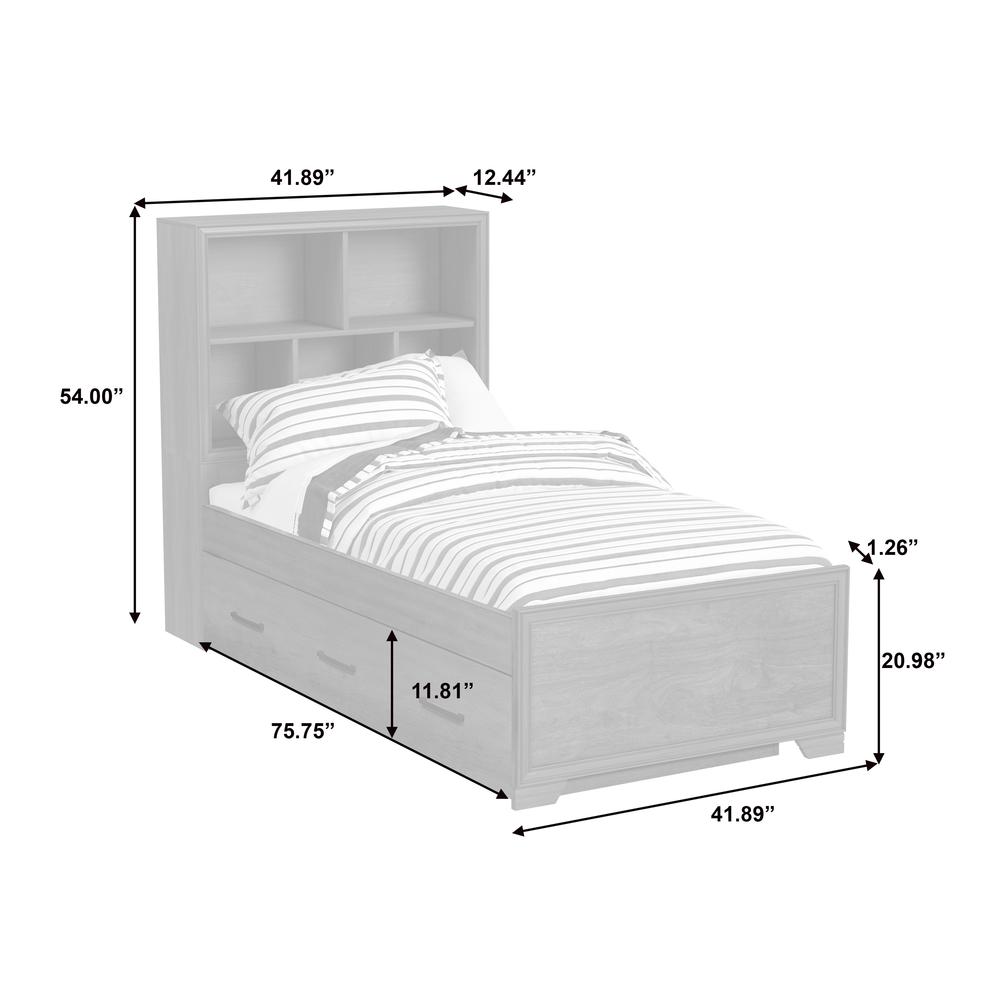 Kids Twin Bed Bookcase Headboard in Espresso Brown
