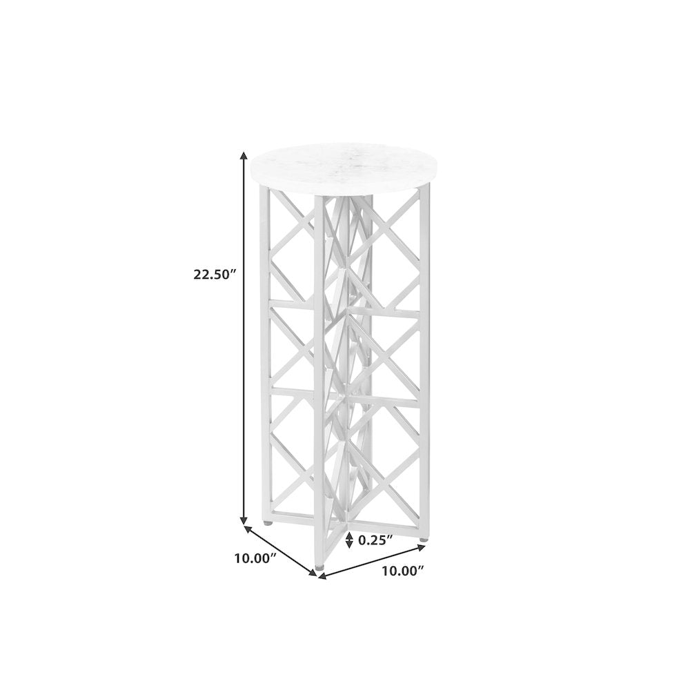 Gypsum Stone-Top Drink Table with Metal Base