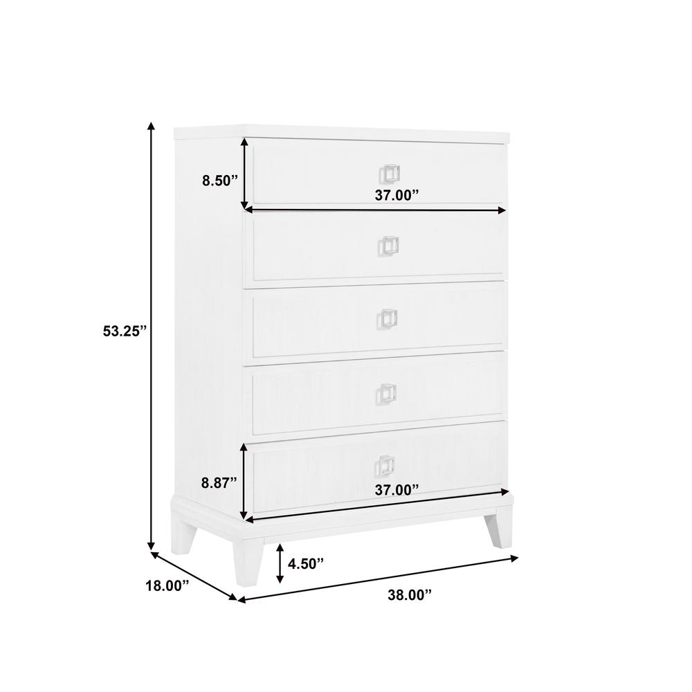 Madison 5-Drawer Chest in a Grey-White Wash Finish
