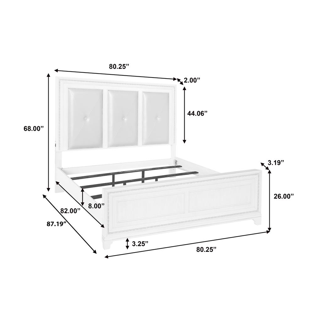 Orleans King Upholstered Panel Bed with LED Lights