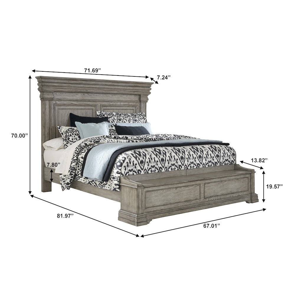 Madison Ridge Queen Panel Bed with Blanket Chest Footboard in Heritage Taupe