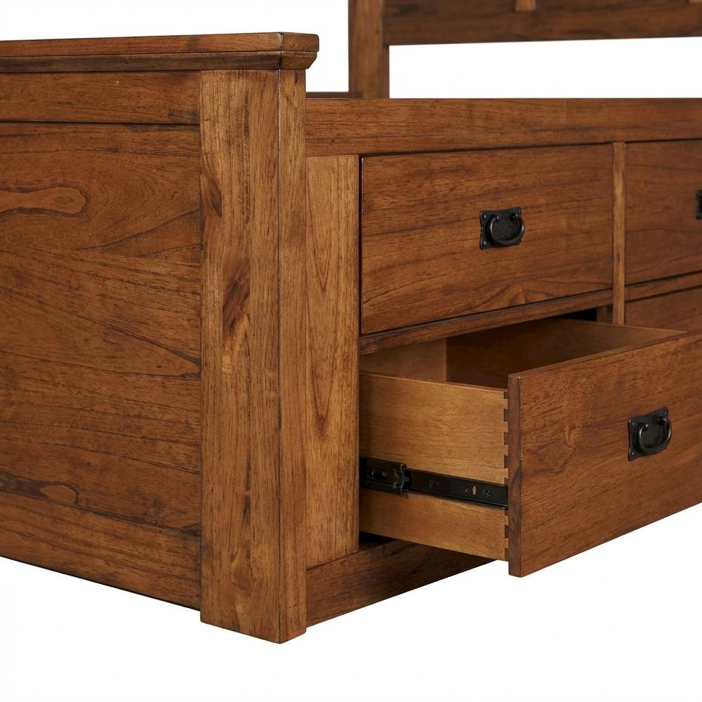 Solid Mindi Platform Bed in Mission Style with Oil-Rubbed Bronze Hardware