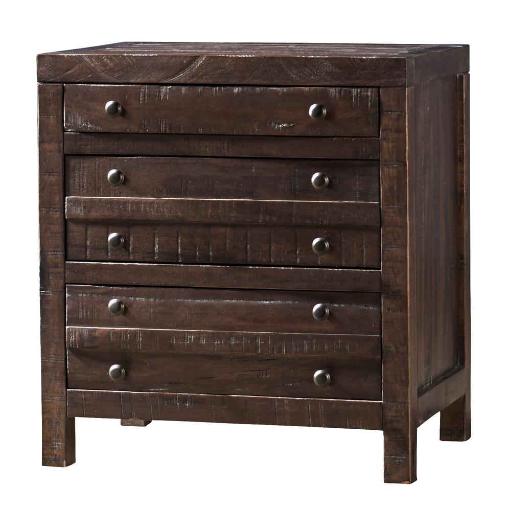 Townsend Three Drawer Solid Wood Nightstand in Java