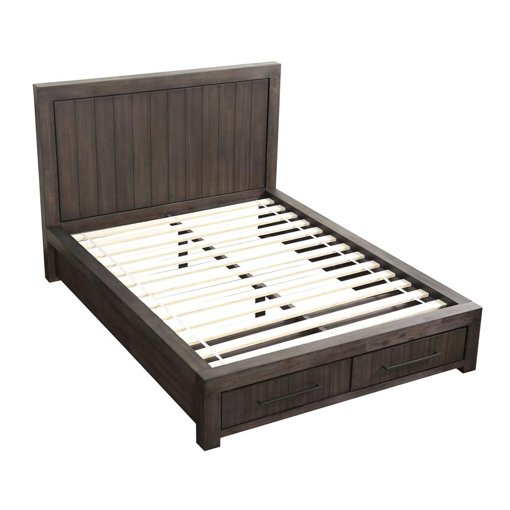 Heath Two Drawer Wood Storage Bed in Basalt Grey