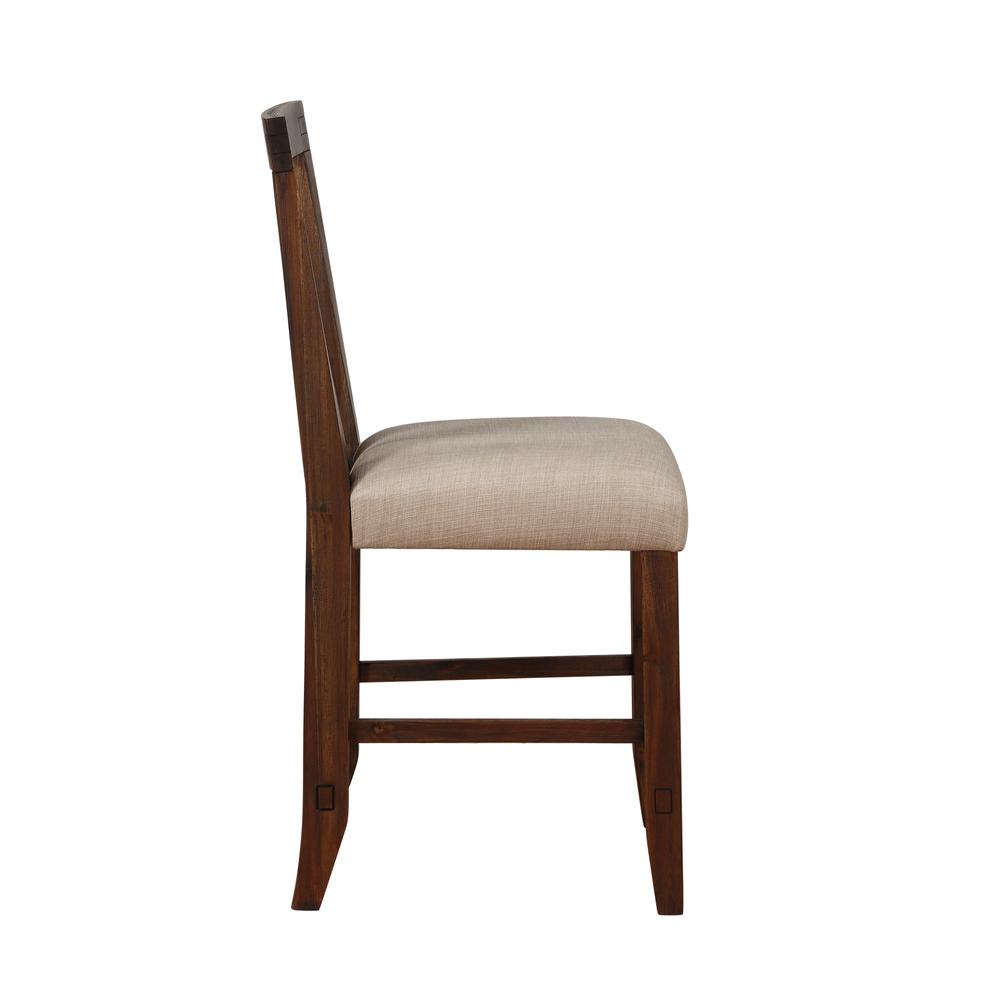 Meadow Solid Wood Upholstered Kitchen Counter Stool in Brick Brown, set of 2