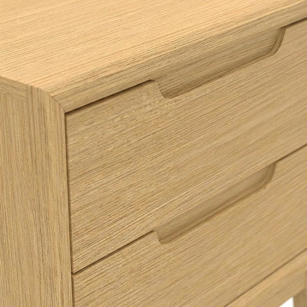 Light Oak Modern Nightstand with Drawer and Mindi Solid Wood Construction