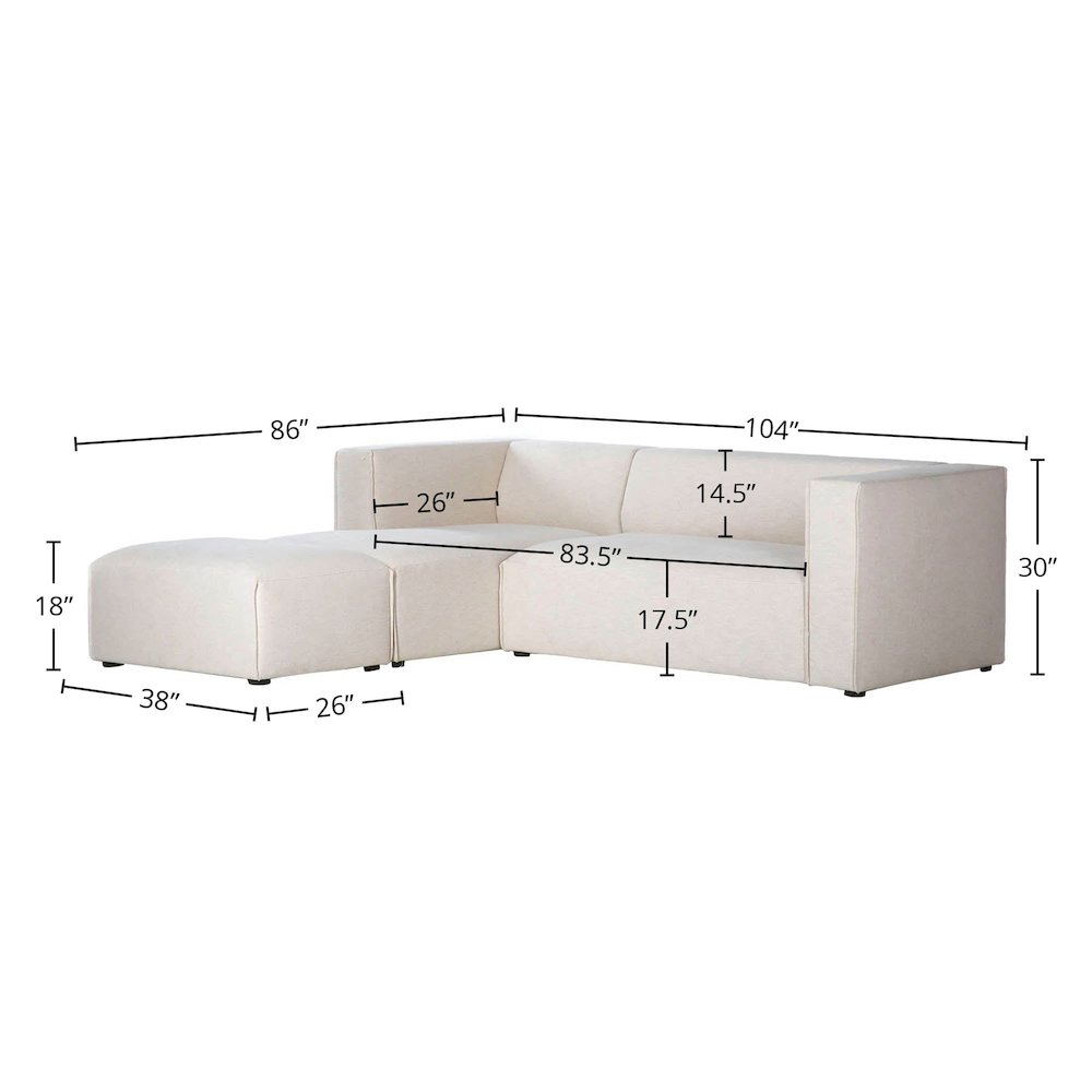 Premium Small Left Modular Sectional with Ottoman