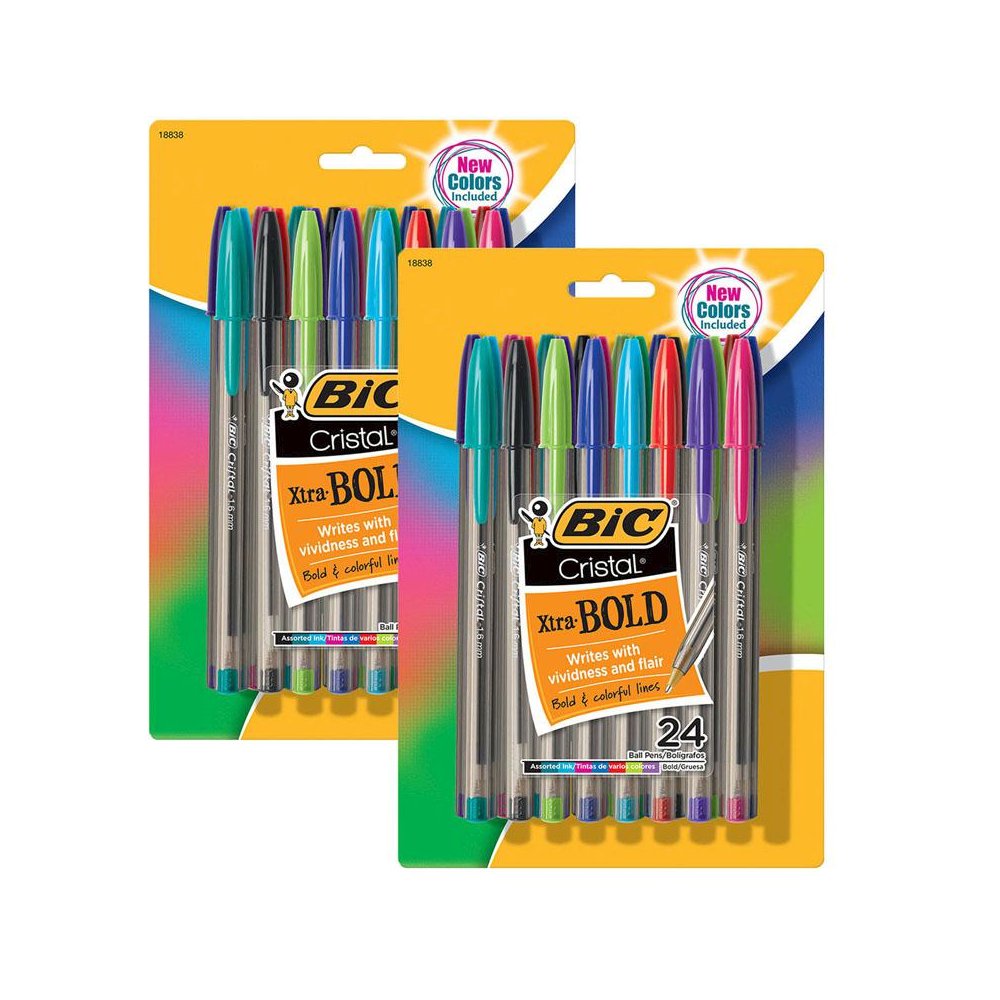 Cristal Xtra Bold Fashion Ballpoint Pen, Medium Point, 24 Per Pack, 2 Packs
