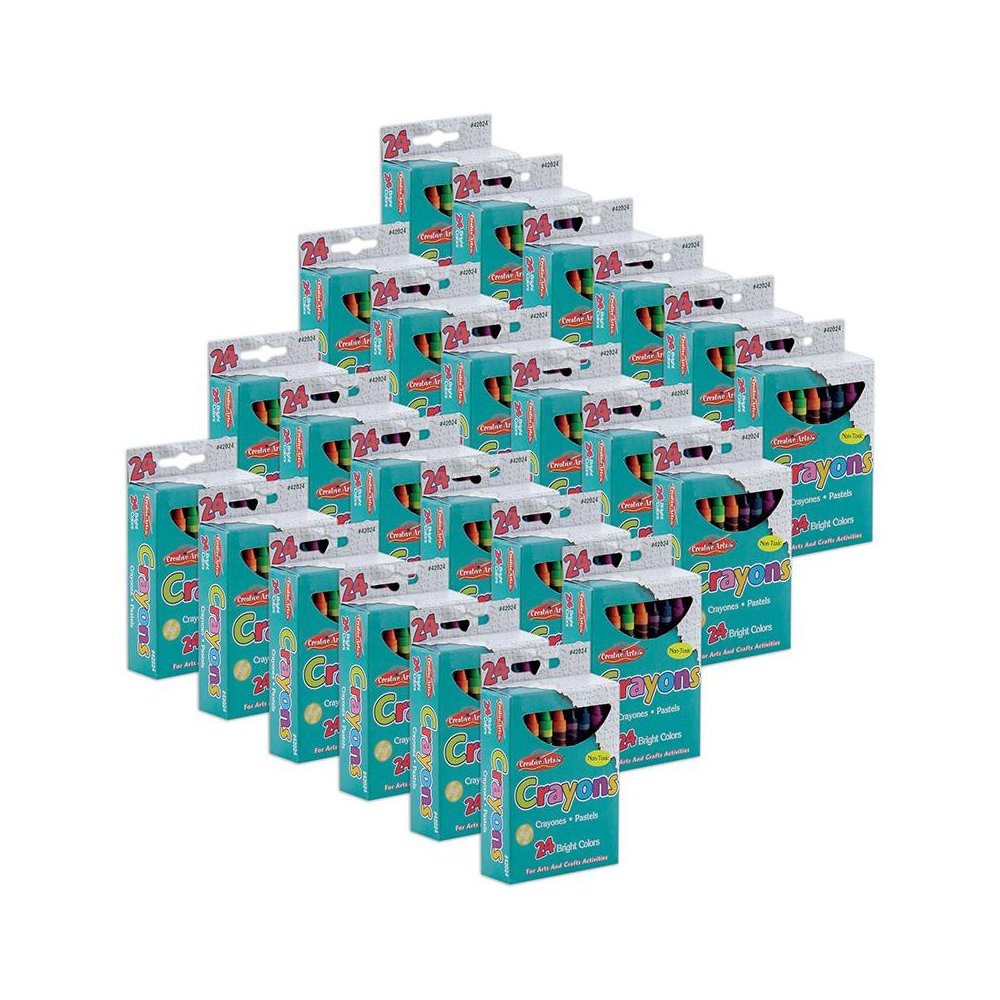 Crayons, Assorted Colors, 24 Per Box, 24 Boxes
