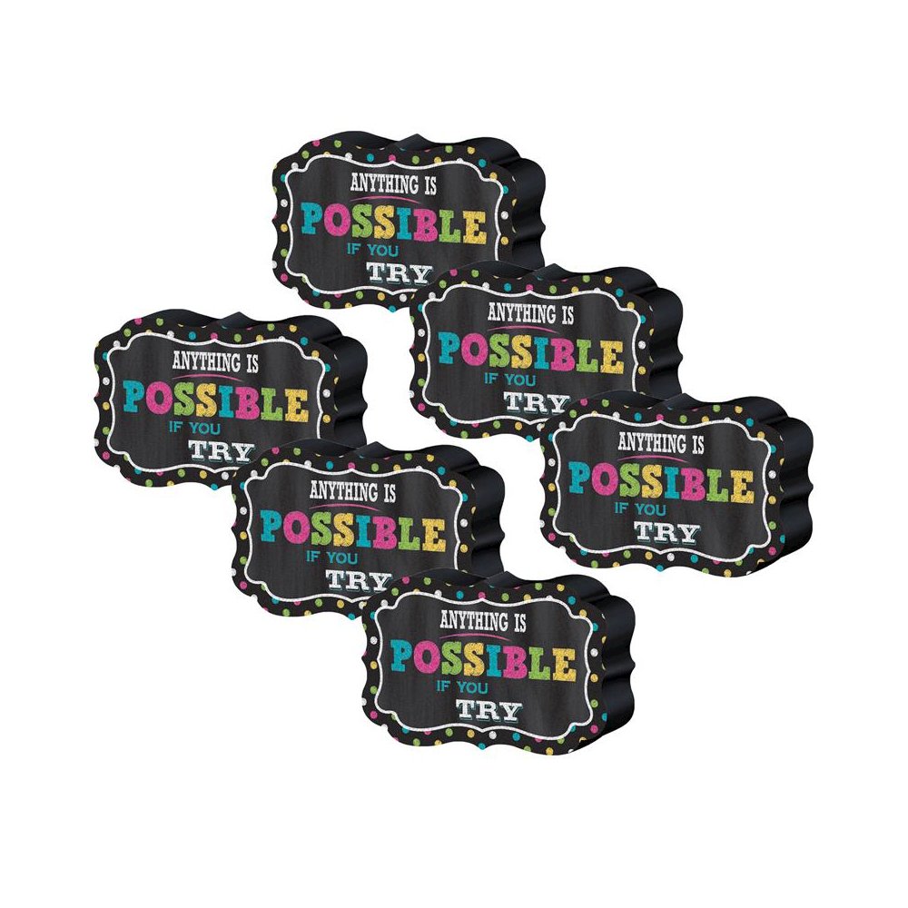Chalkboard Brights Magnetic Whiteboard Eraser, Pack of 6