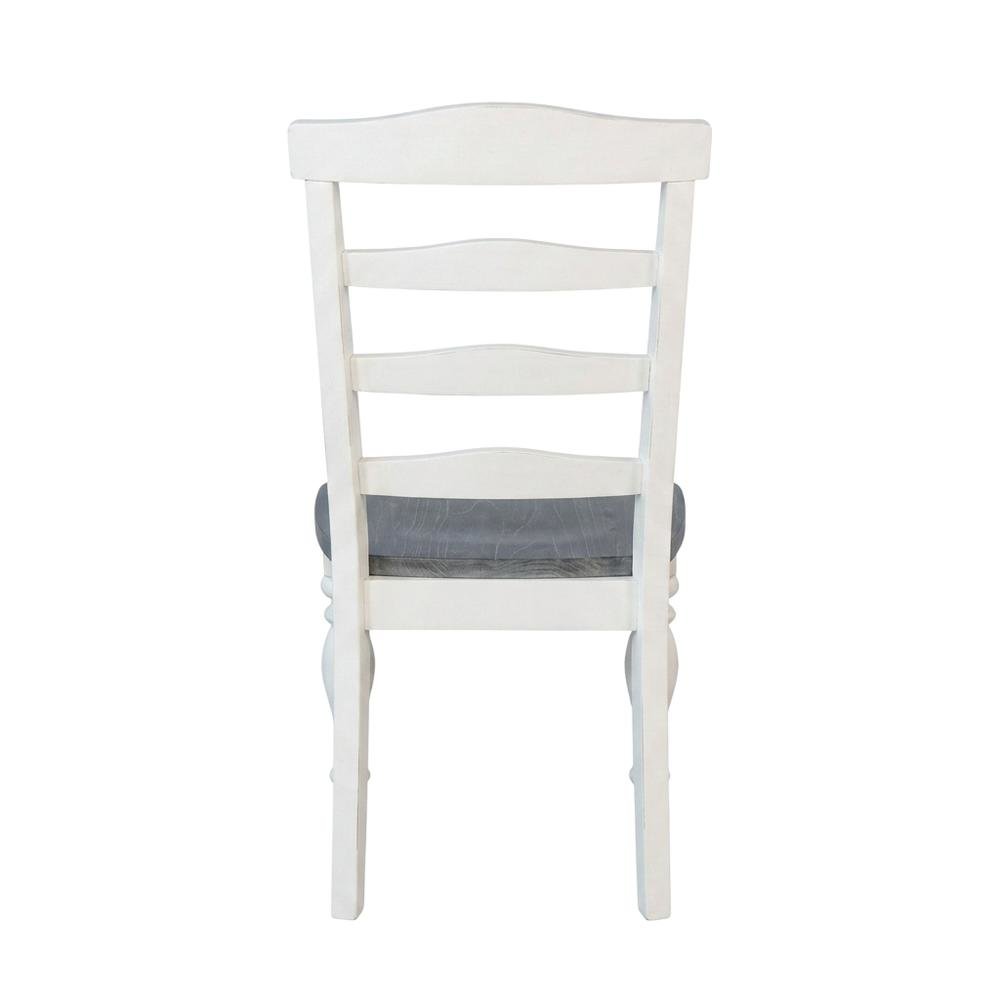Dark Brown Ladderback Dining Chairs with Wood Seats, Farmhouse Style, Set of 2