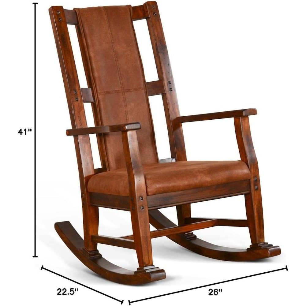 Solid Wood Rocking Chair with Cushion Seat & Back, Dark Chocolate Finish