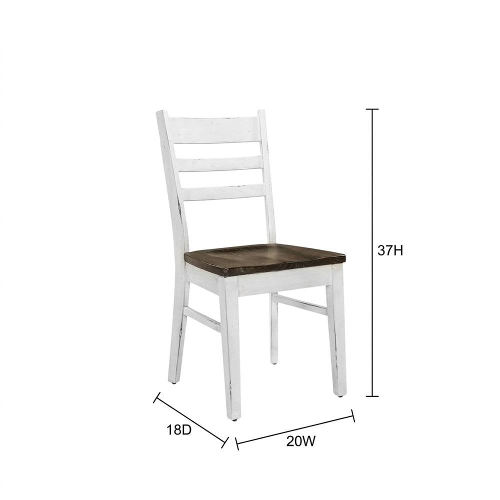 White Farmhouse Dining Chairs Set of 2 with Ladderback Design and Sturdy Frame