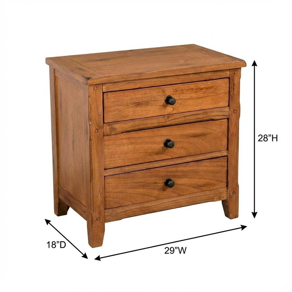 Beige Nightstand with Rustic Style and Mindi Wood for Bedroom Storage