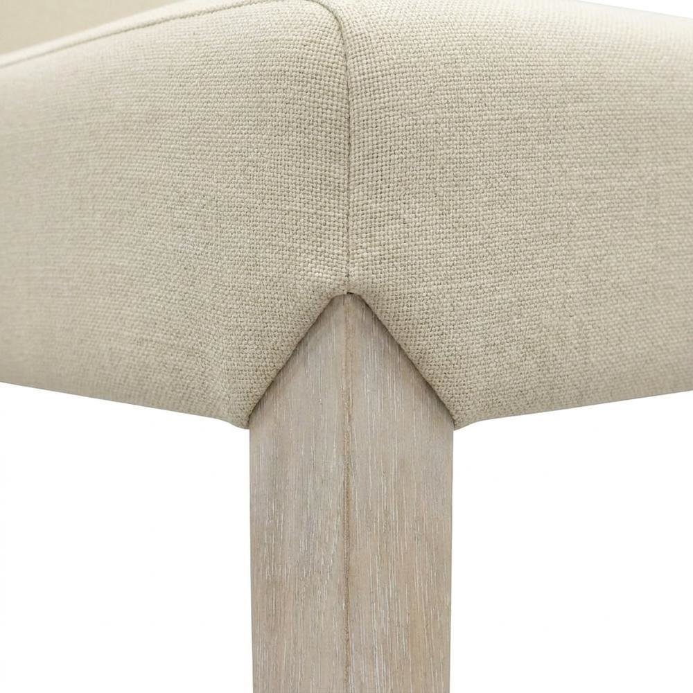 Rubberwood Parsons Dining Chair with Linen Seat, Natural Driftwood, Linen
