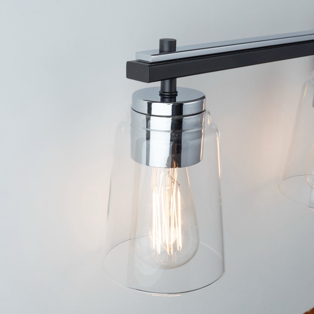 Essex Collection 4Light Bathroom Vanity Fixture Black and Chrome