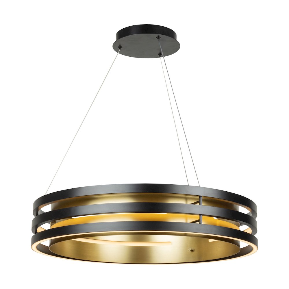 Toledo Collection 1Light 44.5" Chandelier Black and Brushed Brass
