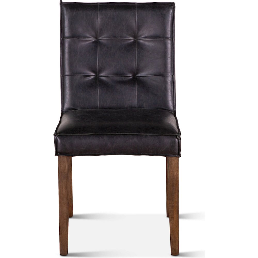 Aven Dining Chair in Black Leather with Light Legs
