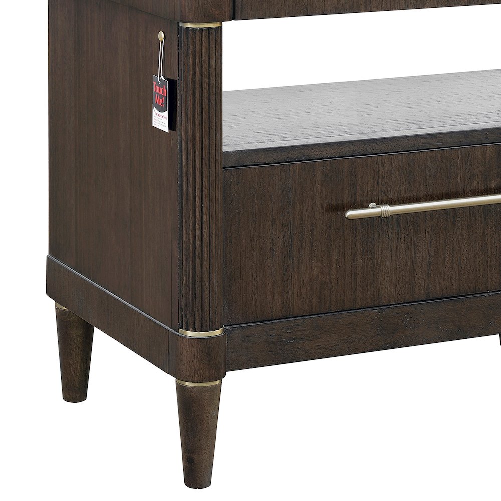 Asher Park Glass Top Bachelor's Chest, Piano Brown Finish