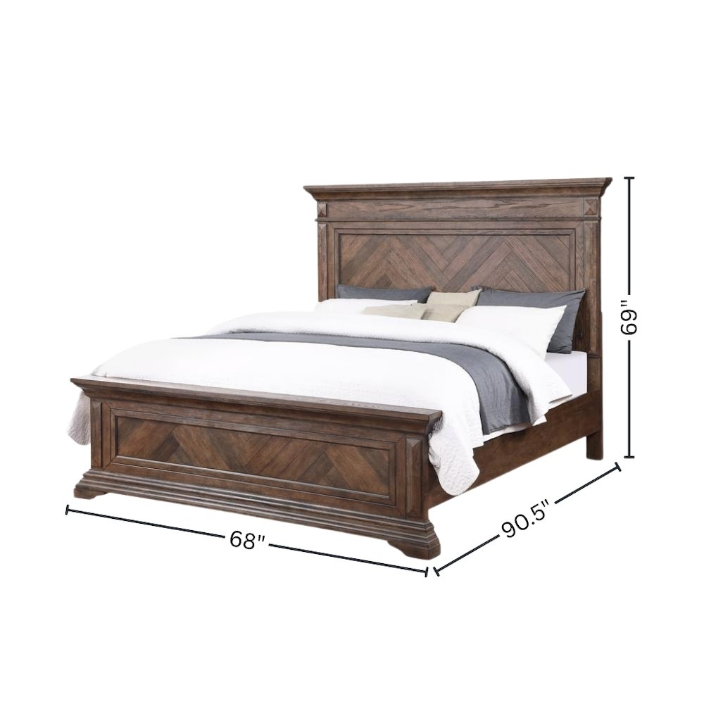 Brushed Walnut Wood Bed Frame Queen – Wooden Queen Bed Frame Design