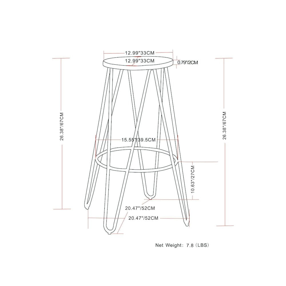 26 Inch Metal Counter Height Stool With Wood Seat (Set Of 2) In Natural / Black