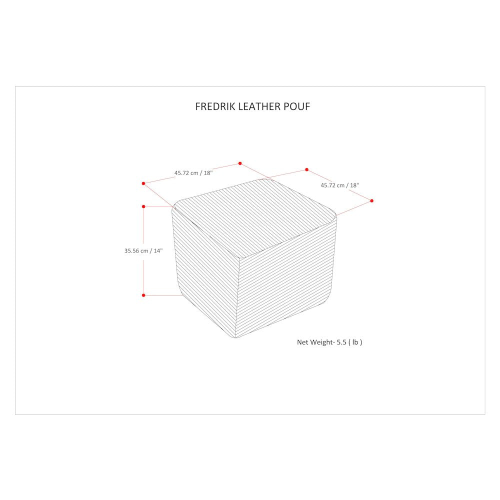 Fredrik Square Pouf In Grey Woven Genuine Leather