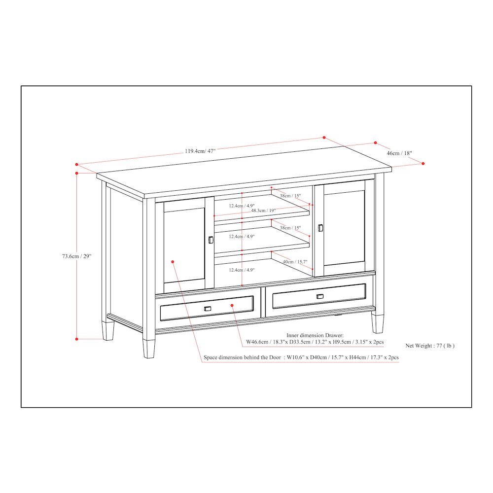 Warm Shaker Solid Wood Tv Media Stand In Distressed Grey For Tvs Up To 50 Inches
